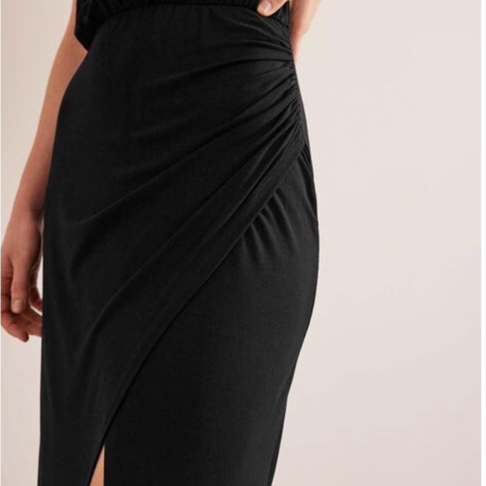 Boden Column Jersey Maxi Dress Black Elegant Size 16 - Picture 3 of 8